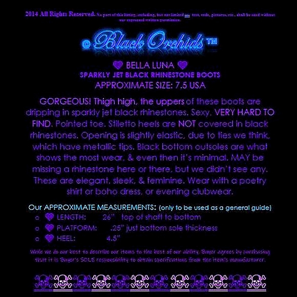 C - BELLA LUNA 7.5 BLACK RHINESTONE SPARKLY BOOTS OTK holiday party womens - Picture 9 of 11